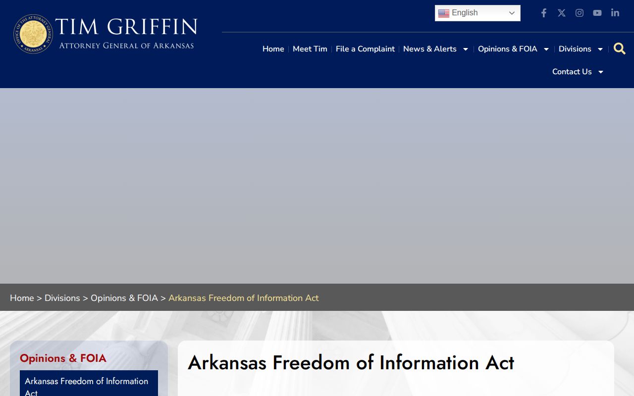 Arkansas FOIA guidance for Cleveland County arrest records