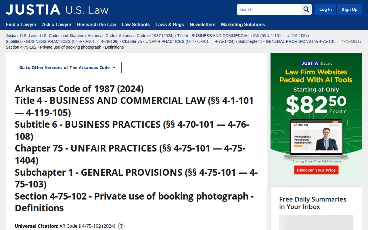 Arkansas booking photograph law affecting Cleveland County mugshot publishers